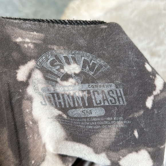 Johnny Cash bleach wash tie dye crop Tshirt band T - Picture 3 of 3